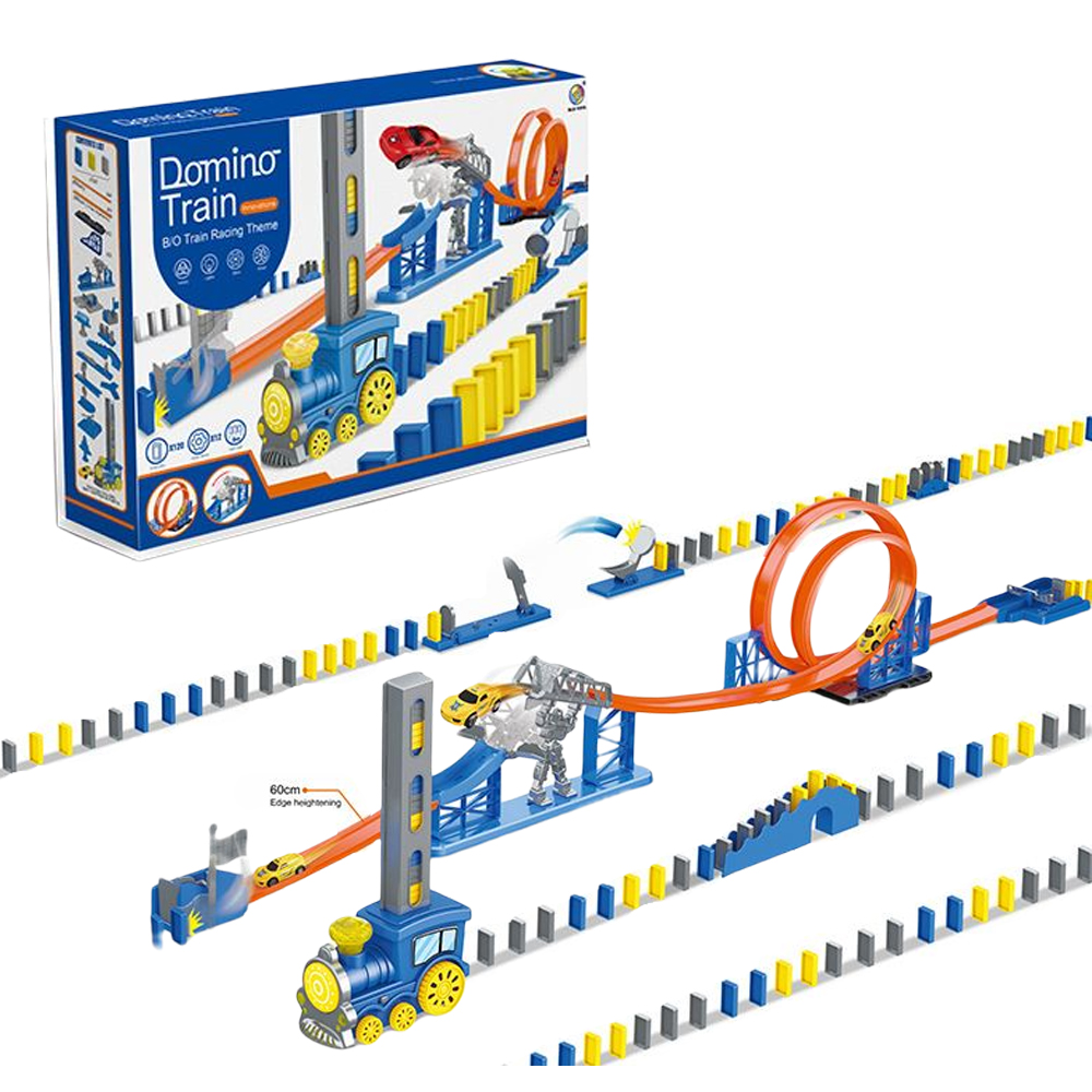 2023 New Domino Blocks Set Automatic Domino Train Track Toy With Car 