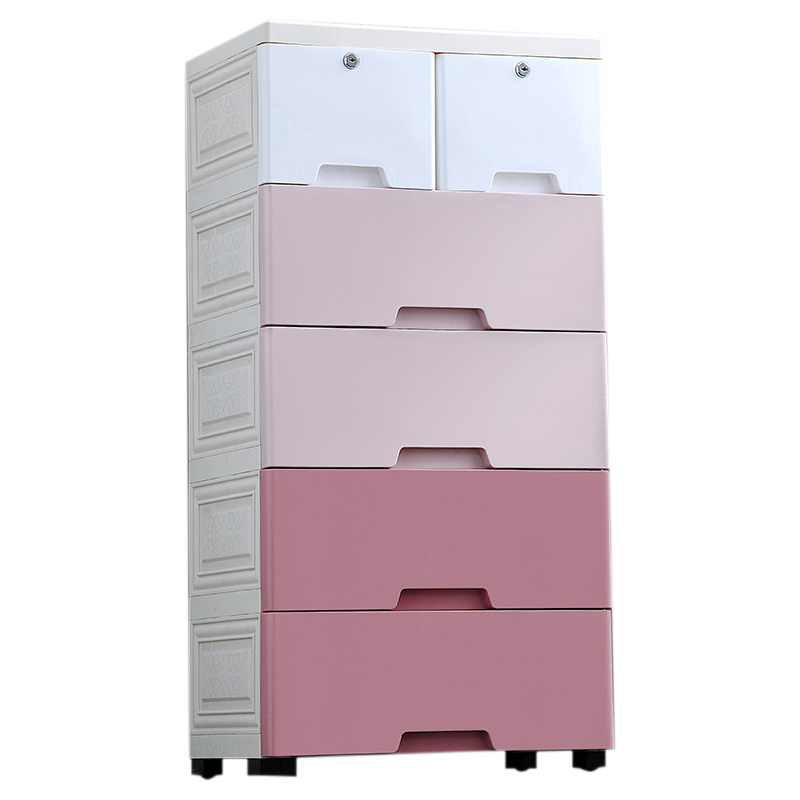 Home Plastic Furniture 5 Drawers Free Modular Rainbow Cabinet Storage For Living Room 