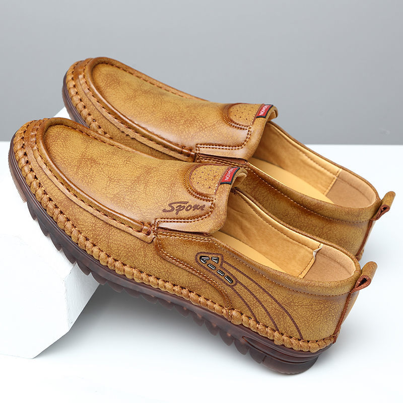 2022 Hot Selling Branded Shoes Men Genuine Leather Men Loafers Anti-slip Rubber Sole Light Weight Leather Shoes For Men 