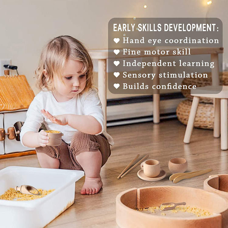 Educational Sensory Bin Activity Set Toddlers Pounding Wooden Montessori Toy 