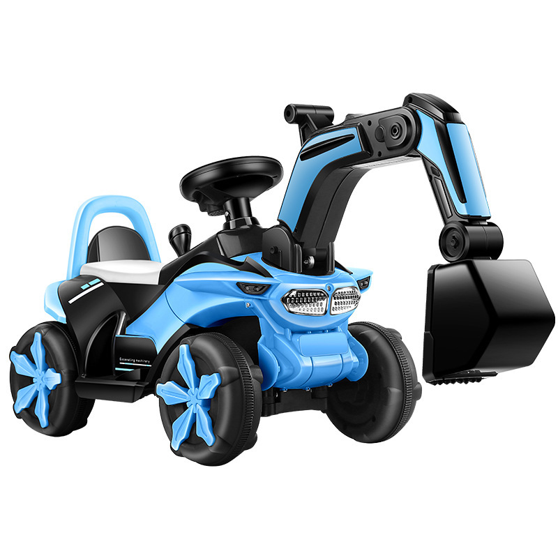 Toddler Sliding Toy Car Excavator Can Sit And Ride Large Flashing Music Children's Engineering Vehicle Electric Excavator 