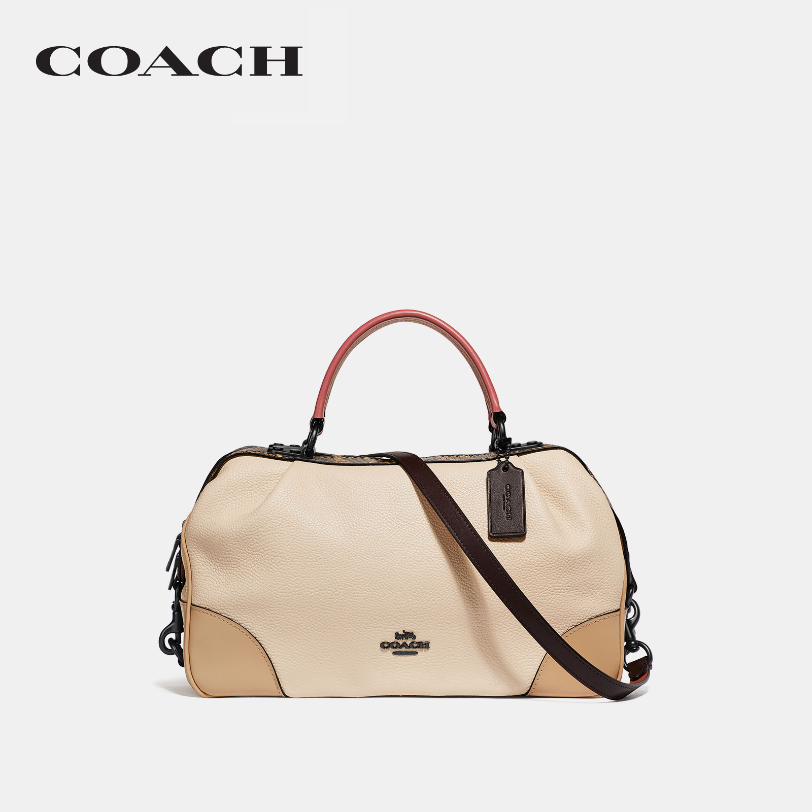 COACH WOMENS LANE SATCHEL BAG IN COLORBLOCK WITH SNAKESKIN DETAIL