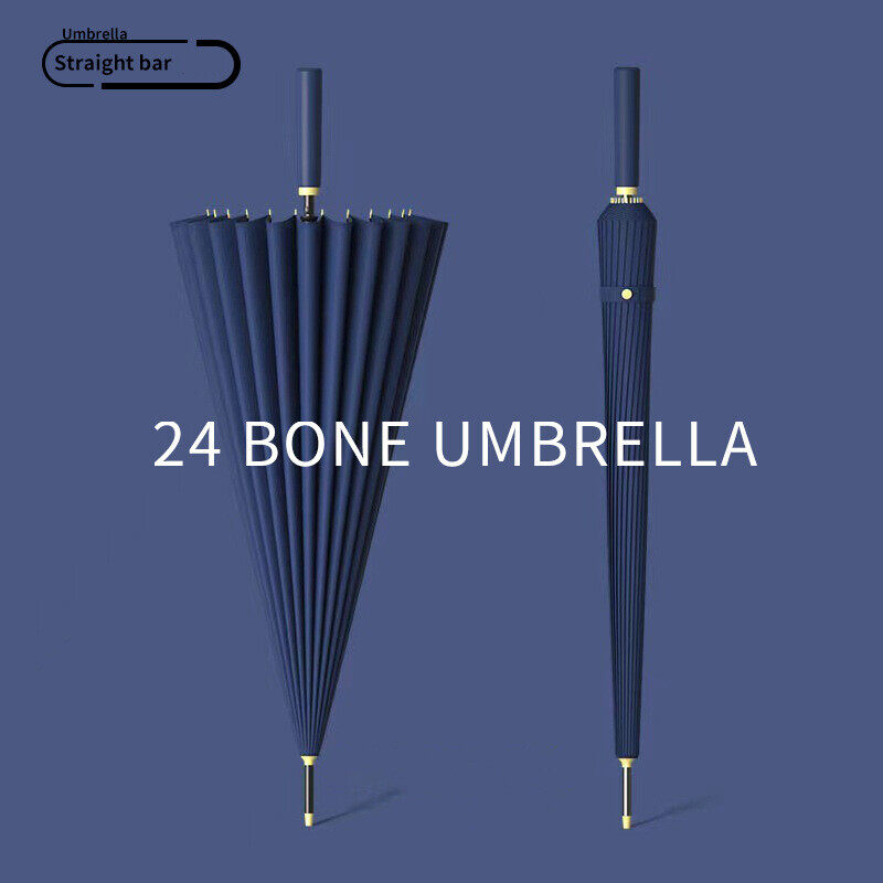 24 Bone Umbrella Golf Straight Long Handle Umbrella Large Oversized Windproof Double Rainstorm Business Umbrella