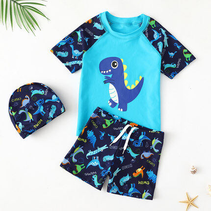 Kids Clothing Boys Swimwear Big Children's Split Swimsuit with Cap